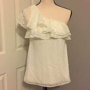 THE LIMITED Asymmetrical Double Ruffle Trim Blouse